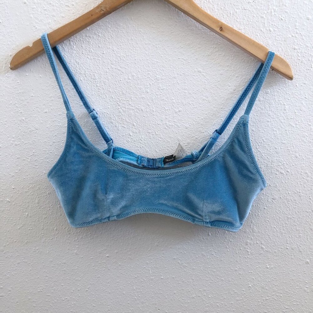 TRIANGL Light Blue Velvet Bikini Top Small Size